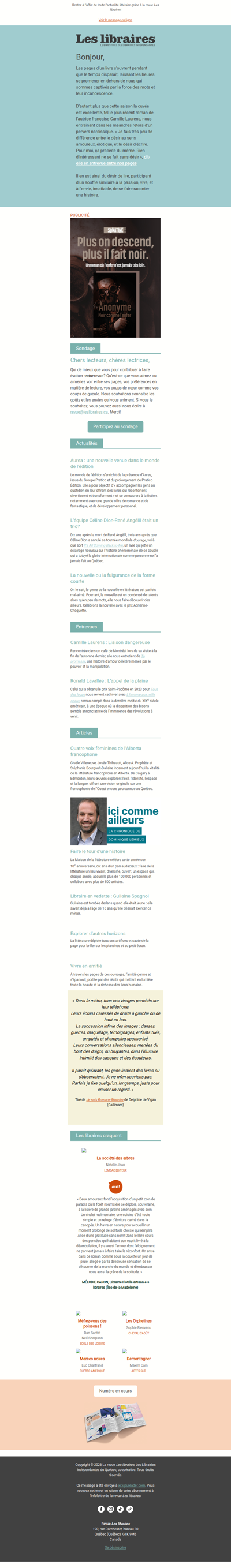 Revue Les libraires - Votre infolettre