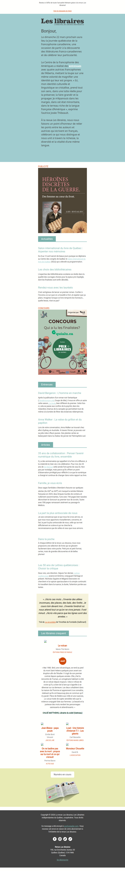 Revue Les libraires - Votre infolettre