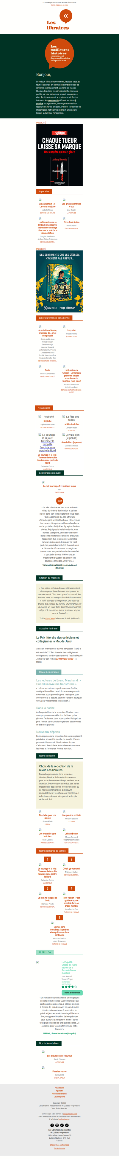 Les bourgeons, la sève et les nouveautés littéraires