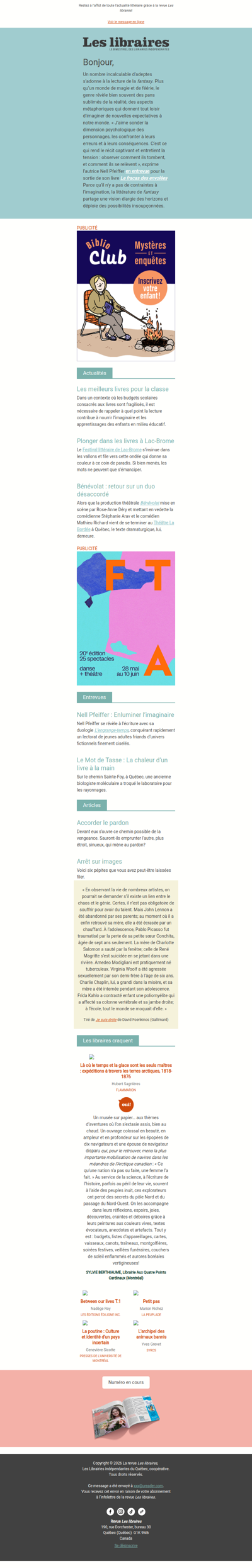 Revue Les libraires - Votre infolettre