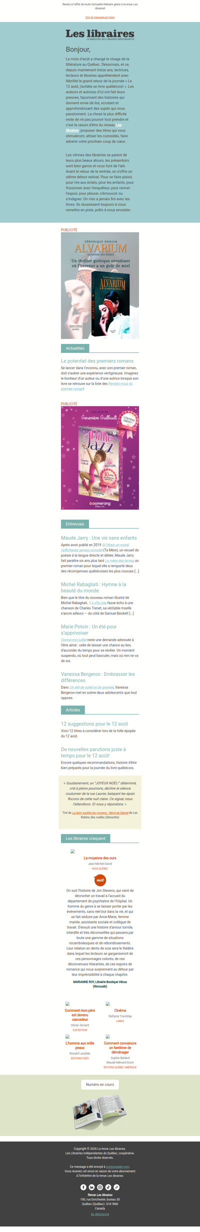 Revue Les libraires - Votre infolettre