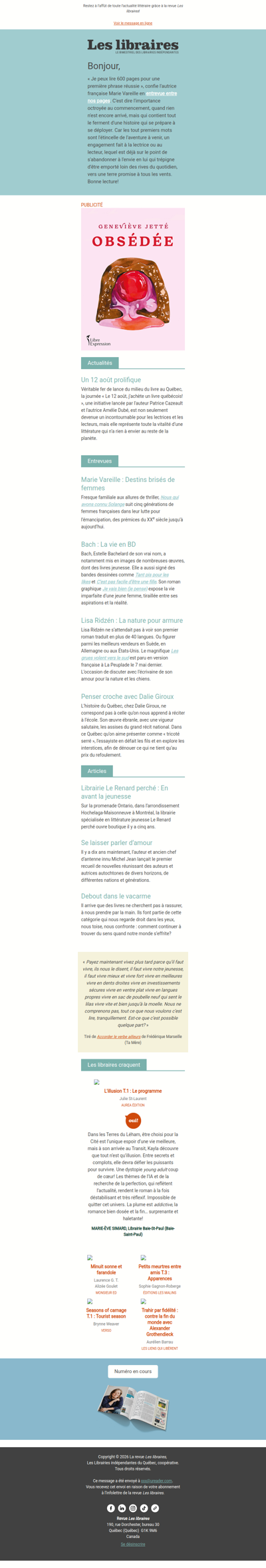 Revue Les libraires - Votre infolettre
