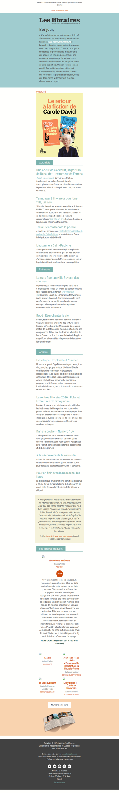 Revue Les libraires - Votre infolettre