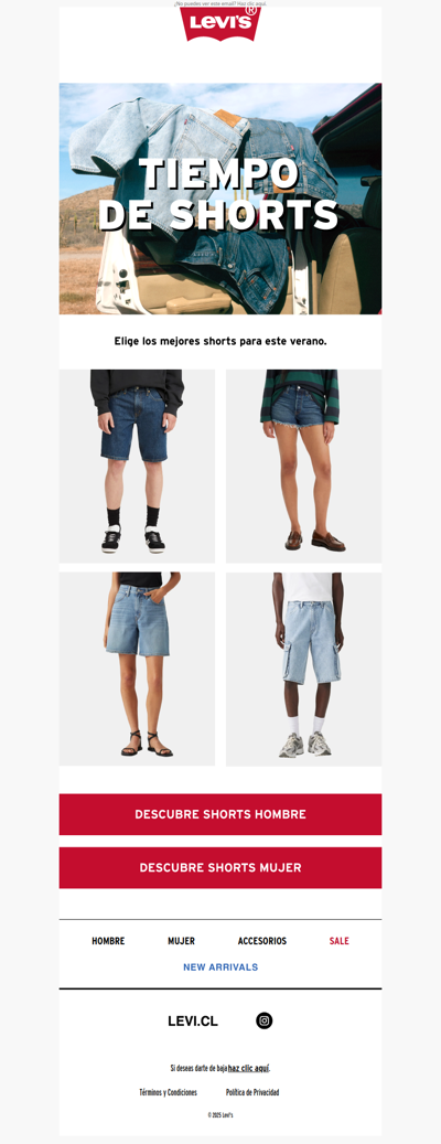 ¡Verano listo!🌴Encuentra tus shorts Levi's para la temporada