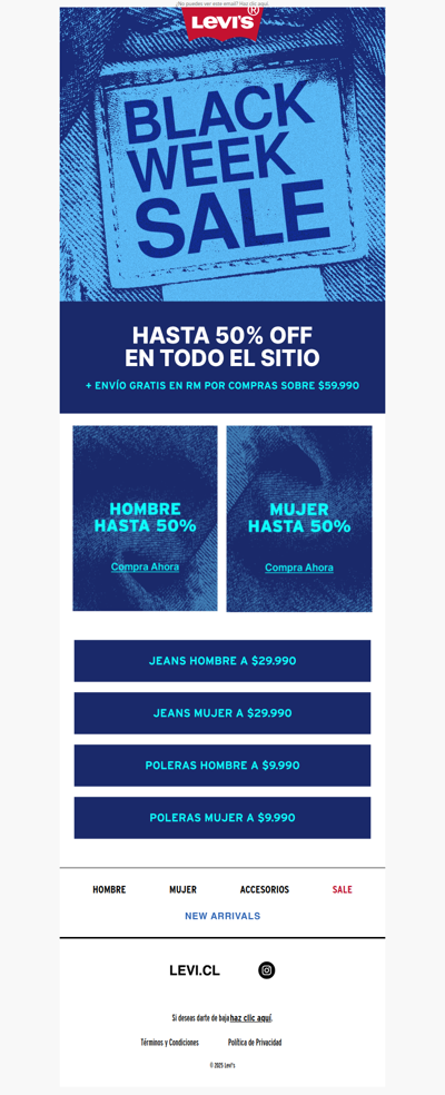😱 ¿Listos para las promos de Black Week Levi's? Hasta 50% OFF