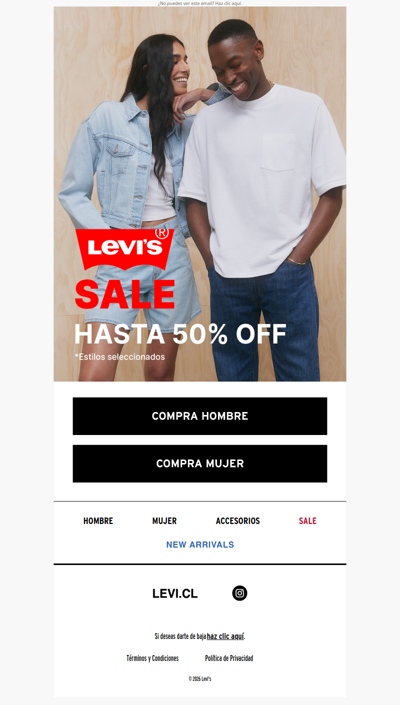 Levi's Sale está de vuelta 🔥 hasta 50% OFF en seleccionados