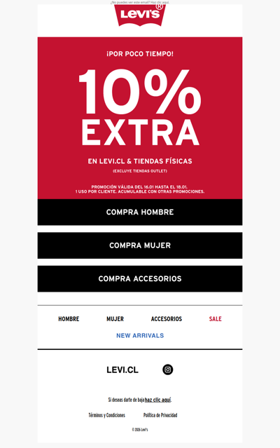 Más Levi's, más ahorro 🛒 10% EXTRA en toda la tienda