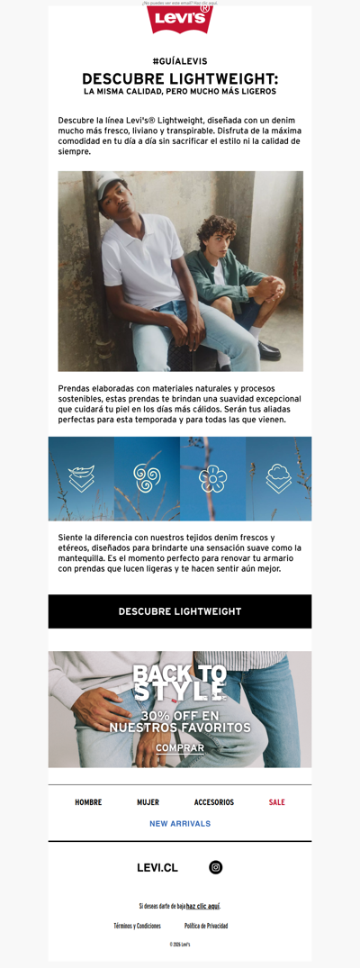 Guía Levi's: ☁️ Lightweight, el denim que se siente diferente