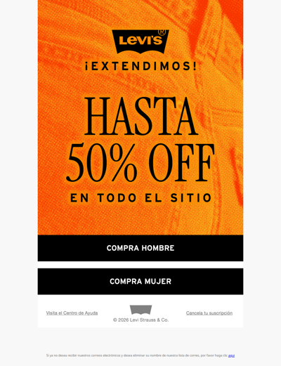 🚨 La extensión que estabas esperando: hasta 50% OFF en todo el sitio 👖