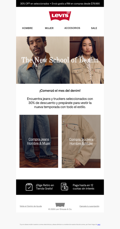 👖 The New School of Denim: 30% OFF en jeans seleccionados