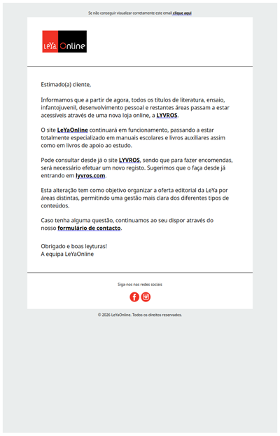 Alteração na compra online de livros LeYa