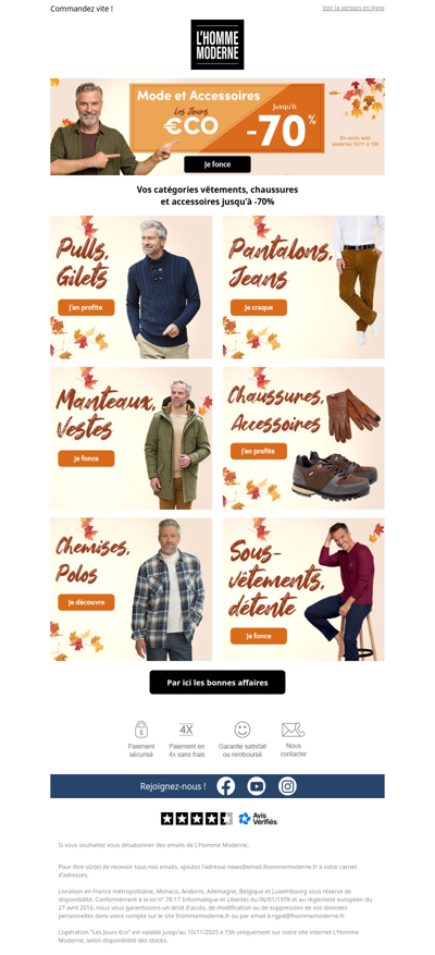 Jours €co : jusqu'à -70% sur la mode