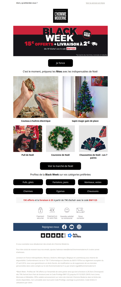 Black Week : 15€ offerts + livraison à 2€ 🔥