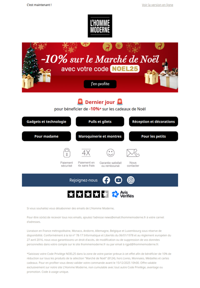 ⏳ Dernier jour : -10% sur le Marché de Noël