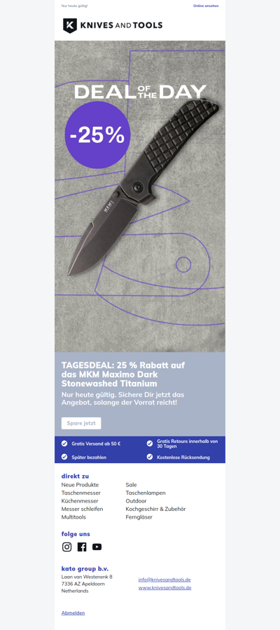 TAGESDEAL: 25 % Rabatt auf das MKM Maximo Dark Stonewashed Titanium