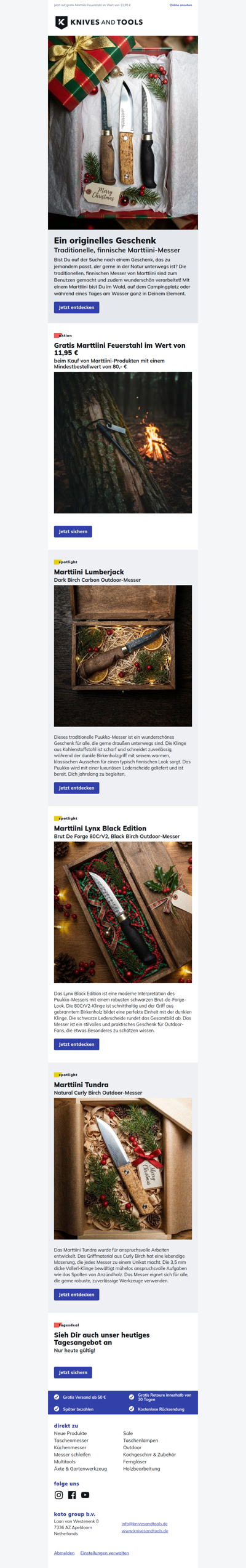 Auf der Suche nach einem originellen Geschenk? Traditionelle, finnische Marttiini-Messer!