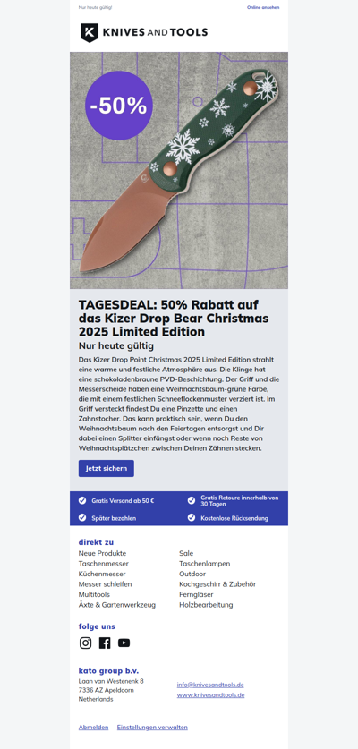 TAGESDEAL: 50% Rabatt auf das Kizer Drop Bear Christmas 2025 Limited Edition