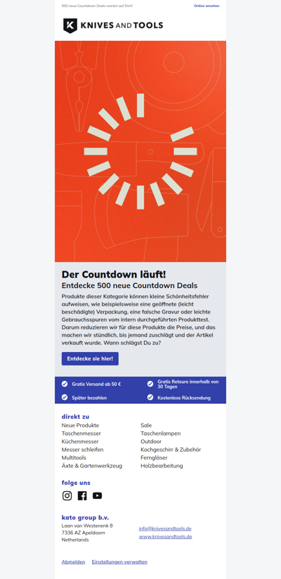 Neue Countdown Deals - der Preis fällt stündlich!