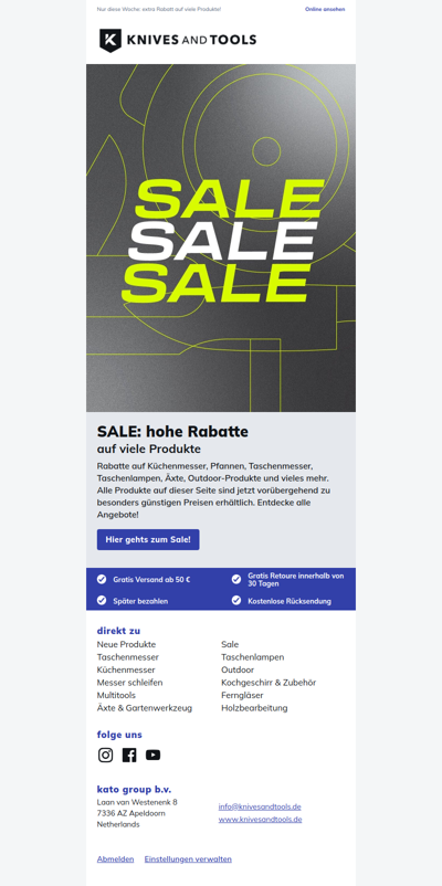 Es ist SALE! Rabatt auf viele Produkte