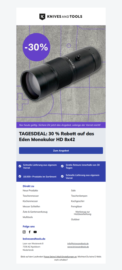 TAGESDEAL: 30 % Rabatt auf das Eden Monokular HD 8x42