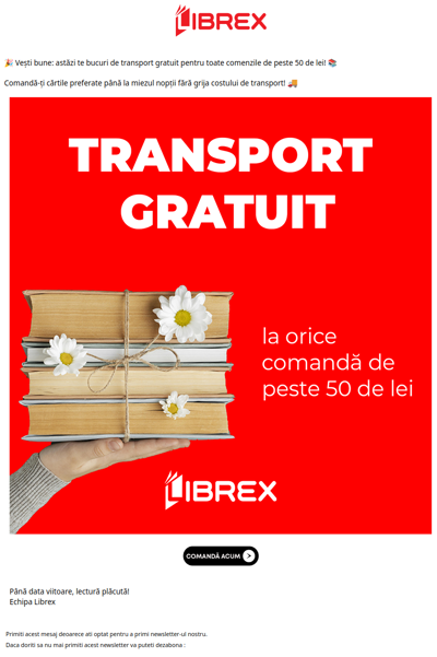 🚚 TRANSPORT GRATUIT la orice comandă de peste 50 Lei 🚚