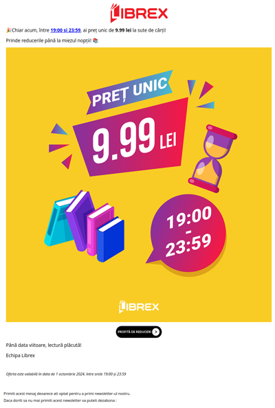 🎉 Ofertă fulger | Preț unic 9.99 lei ⏰ 19:00-23:59