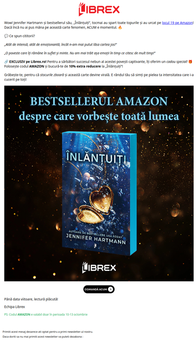 🏆 „Înlănțuiți” a ajuns pe locul 19 Amazon în topul tuturor cărților!