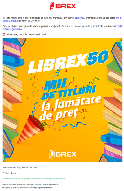 LIBREX50 este activ 😍 Toate cărțile la jumătate de preț