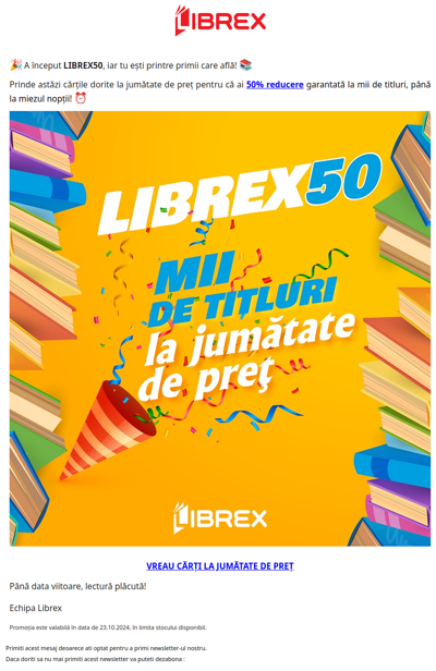 LIBREX50 este activ 😍 Toate cărțile la jumătate de preț