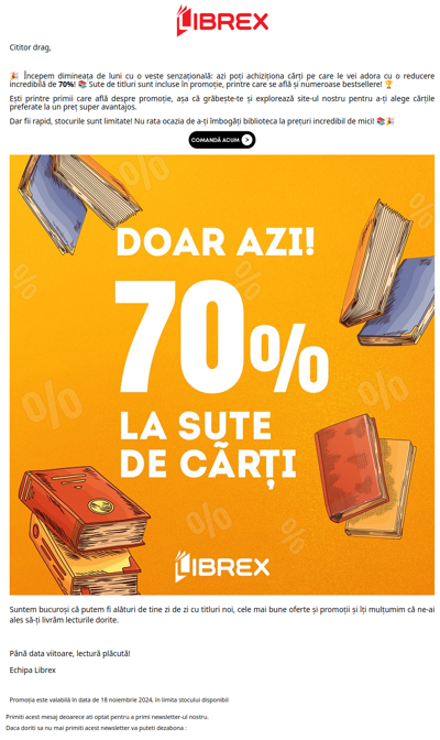 Doar azi!⚡️ 70% reducere garantată la sute de cărți! 📚