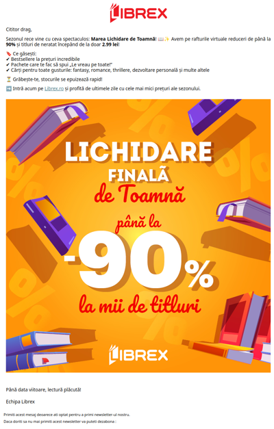 🍁 START Lichidare finală de toamnă! Cărți de la 2.99 lei  📚