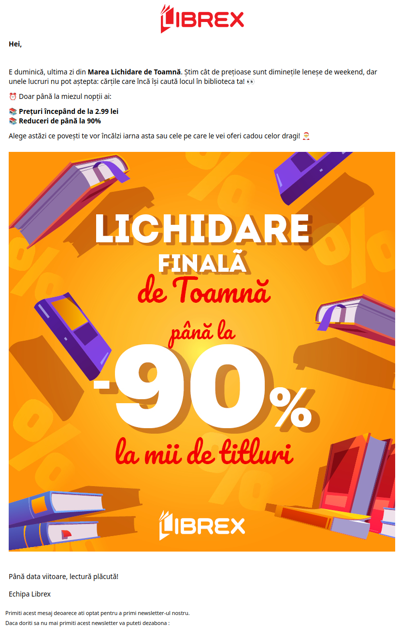 ⏳ Ultima zi: reduceri de până la 90% și prețuri de la 2.99 lei! 📚