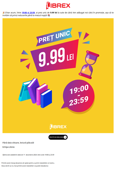 🎉 Ofertă fulger | Preț unic 9.99 lei ⏰ 19:00-23:59