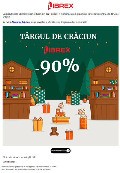 ⏳ Ultimele ore din Târgul de Crăciun Librex! -90% dispare la miezul nopții!