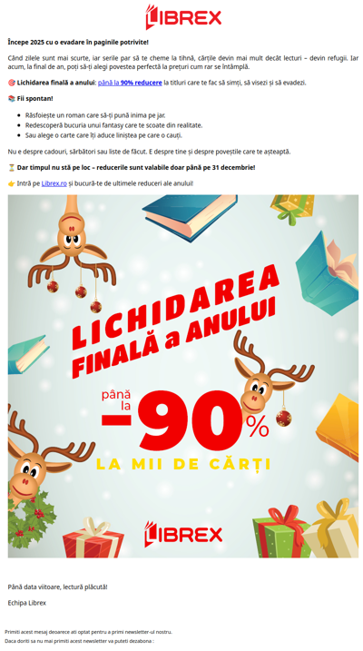 🎄 Lichidarea Finală a Anului pe Librex.ro! 📚 -90%