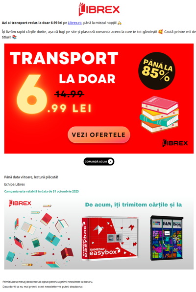 Transport redus la 6.99 lei ⚡️ până la miezul nopții! 🛵