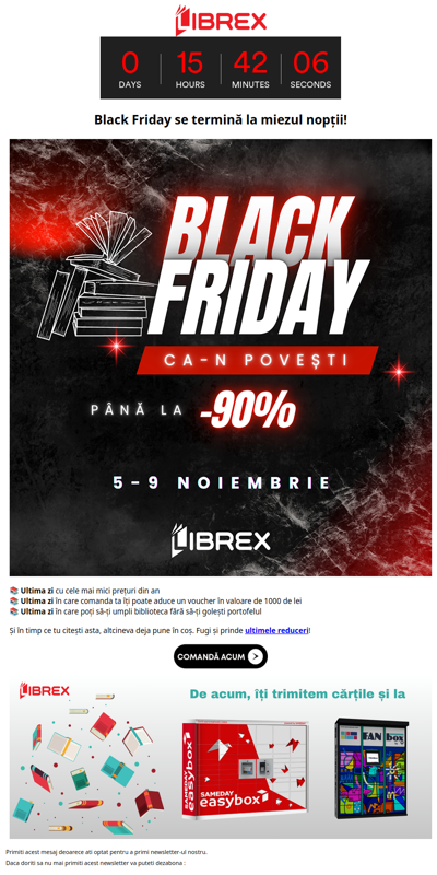 Marele FINAL 🏁 Black Friday se termină azi