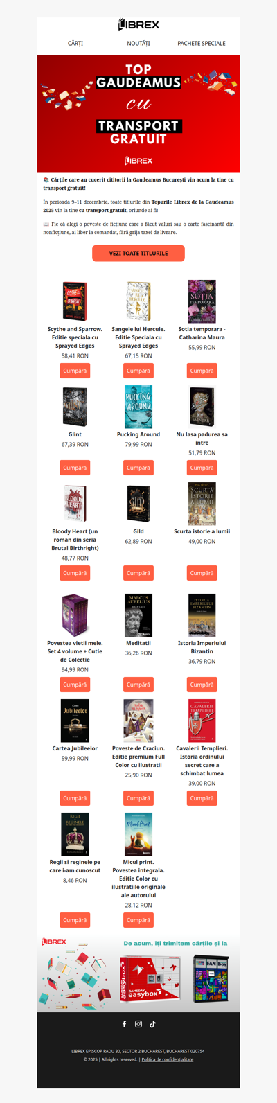 Top Gaudeamus cu TRANSPORT GRATUIT! 🏆