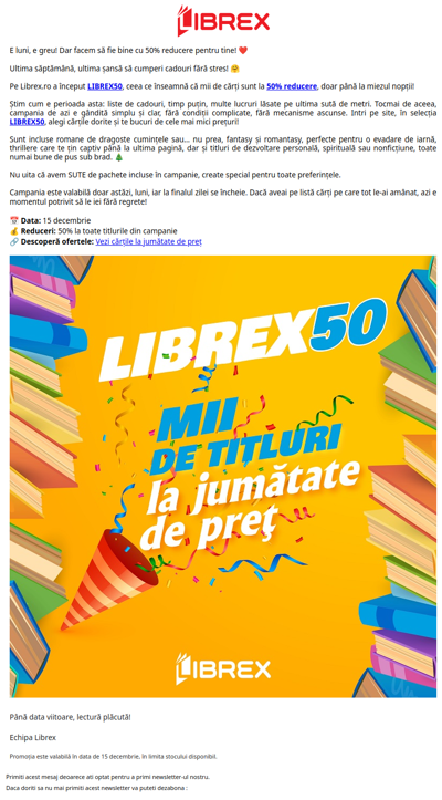 LIBREX50 este activ 😍 Toate cărțile la jumătate de preț