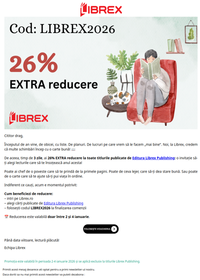 🌟 An Nou, cărți noi: 26% EXTRA la toate titlurile! 🌟