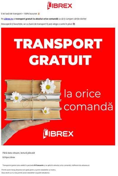 🎉 Transport gratuit la absolut orice comandă 😍
