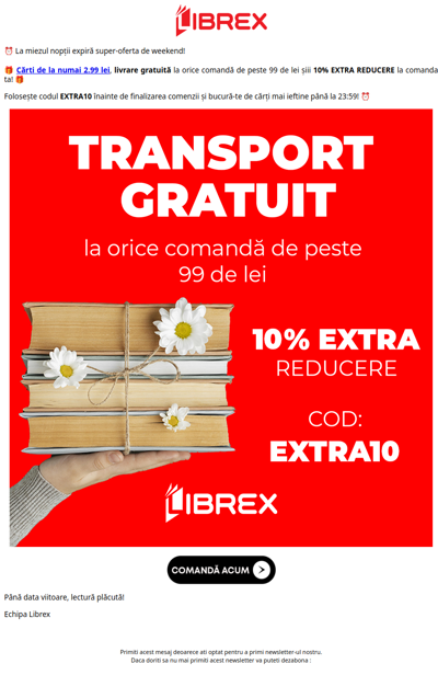Ultima șansă ⏳ EXTRA10 + livrare GRATUITĂ 🚚
