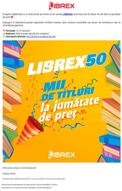 LIBREX50 este activ 😍 Toate cărțile la jumătate de preț
