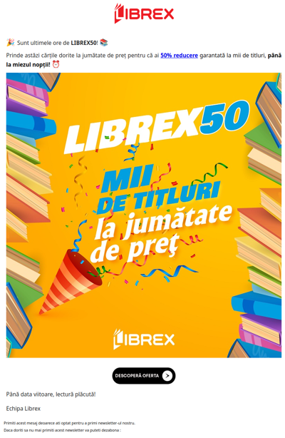 LIBREX50 😍 Ultima șansă! Cărți la jumătate de preț!