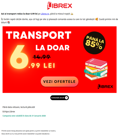 Transport redus la 6.99 lei ⚡️ până la miezul nopții! 🛵