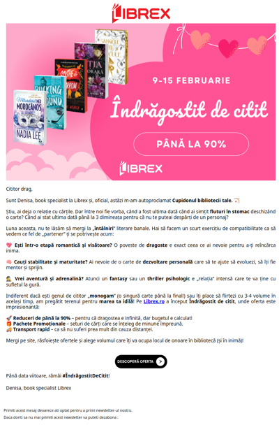 Dragostea trece prin... bibliotecă! 📚❤️ În luna iubirii ai reduceri de până la 90%