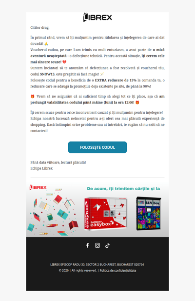 Îți cerem scuze! Voucherul tău funcționează acum! 🌟