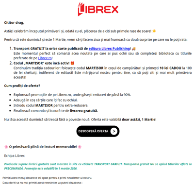 🌸 La mulți ani de Mărțișor! Azi ai transport GRATUIT și un cadou special