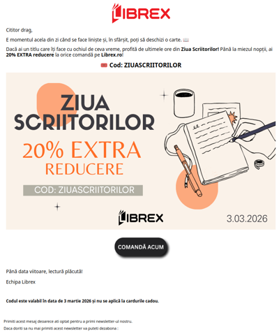 ⏰ Extra reducerea ta de 20% te mai așteaptă câteva ore!