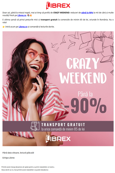 ⚡️ ULTIMA ȘANSĂ: Reducerile din Crazy Weekend dispar la miezul nopții!